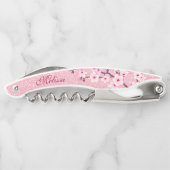 Rosa Glitzer Kirschblüten Monogramm Girl Kellnermesser (Rückseite)