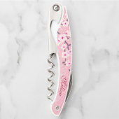 Rosa Glitzer Kirschblüten Monogramm Girl Kellnermesser (Vorderseite)