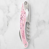 Rosa Glitzer Kirschblüten Monogramm Girl Kellnermesser (Rückseite)