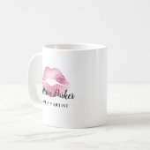 Rosa Glitzer Kiss Lips Business Makeust Artist Kaffeetasse (Vorderseite Links)