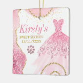 Rosa Glitzer Kleid & Glam Kante & Diamanten Sweet Keramikornament (Links)