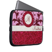 Rosa Glitzer, kundenspezifisch, Monogramm Laptopschutzhülle (Vorne Rechts)