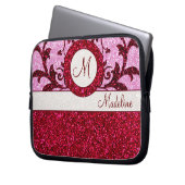 Rosa Glitzer, kundenspezifisch, Monogramm Laptopschutzhülle (Vorderseite Links)