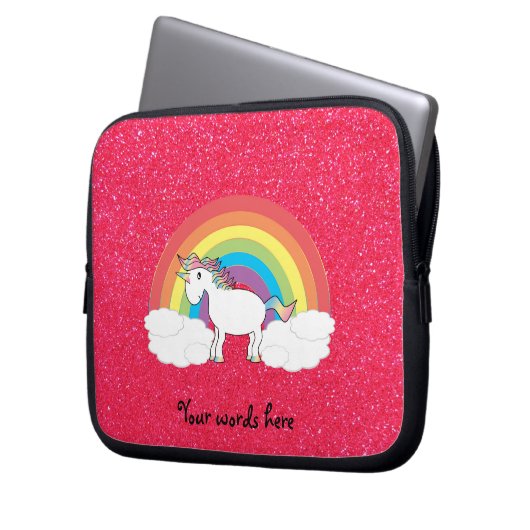 Rosa Glitzer Laptopschutzhülle (Vorderseite Links)