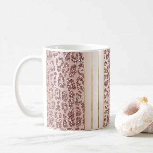 Rosa Glitzer Leopard Druckkaffee Tasse (Mit Donut)