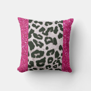 Rosa Glitzer Leopard Druckkopf Kissen