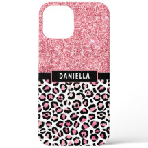 Rosa Glitzer Leopard Druckschimmer Personalisiert