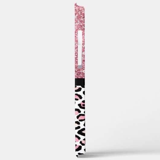 Rosa Glitzer Leopard Druckschimmer Personalisiert Case-Mate iPhone Hülle (Rückseite / Links)
