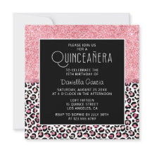 Rosa Glitzer Leopard Druckschimmer Quinceañera