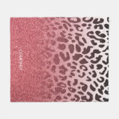 Rosa Glitzer-Leopard-Haut Fleecedecke (Vorderseite (Horizontal))