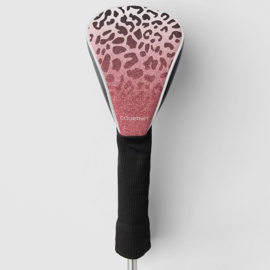 Rosa Glitzer-Leopard-Haut Golf Headcover (Vorderseite)