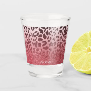 Rosa Glitzer-Leopard-Haut Schnapsglas