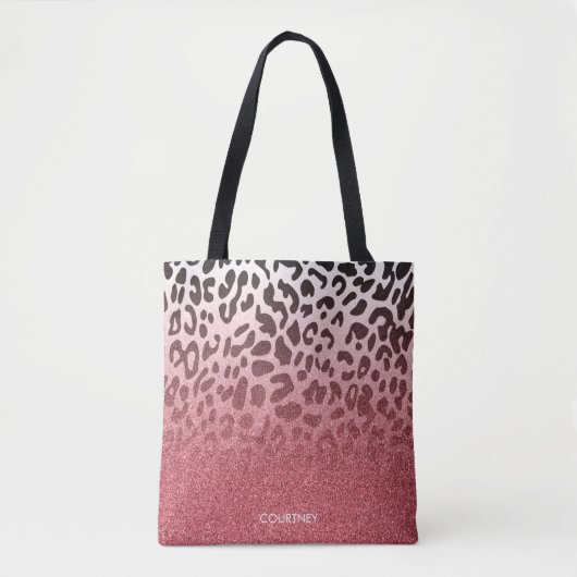 Rosa Glitzer-Leopard-Haut Tasche (Vorderseite)