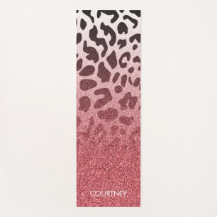 Rosa Glitzer-Leopard-Haut Yogamatte