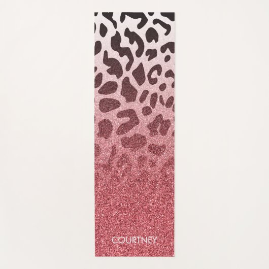Rosa Glitzer-Leopard-Haut Yogamatte (Vorderseite)