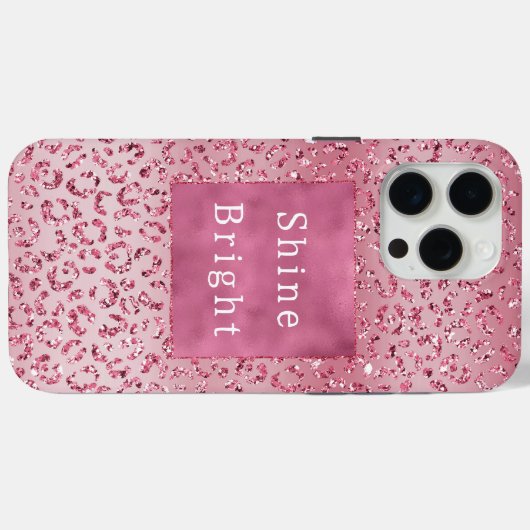 Rosa Glitzer Leopard Ombre Case-Mate iPhone Hülle (Rückseite (Horizontal))