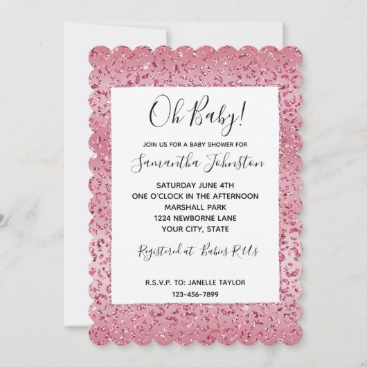 Rosa Glitzer Leopard Ombre Einladung (Vorderseite)