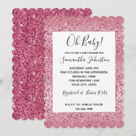 Rosa Glitzer Leopard Ombre Einladung