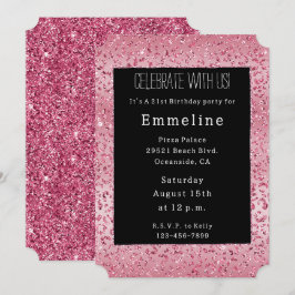 Rosa Glitzer Leopard Ombre Einladung