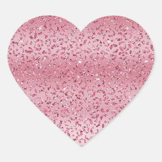 Rosa Glitzer Leopard Ombre Herz-Aufkleber (Vorderseite)