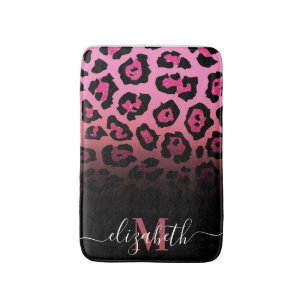 Rosa Glitzer Leopard Print Badematte