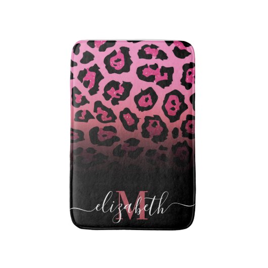 Rosa Glitzer Leopard Print Badematte (Vorderseite Vertikal)