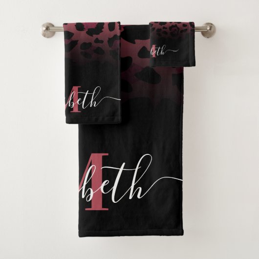 Rosa Glitzer Leopard Print Badhandtuch Set (Insitu)