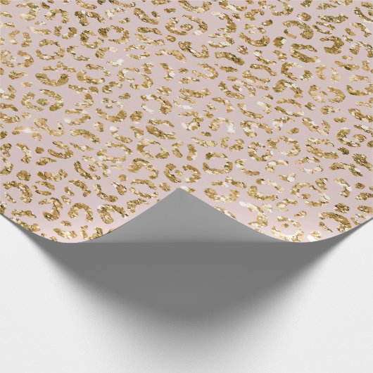 Rosa Glitzer Leopard Print Geschenkpapier (Ecke)