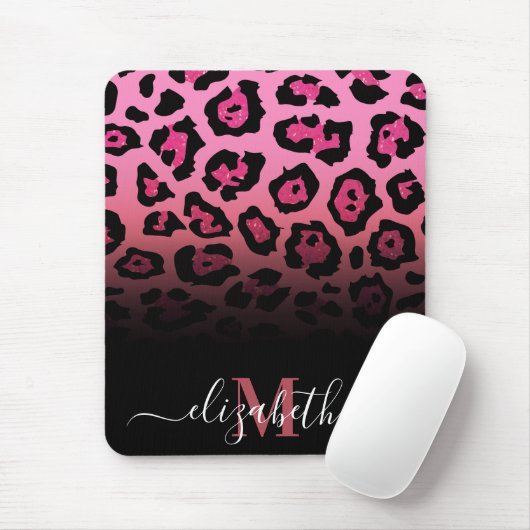 Rosa Glitzer Leopard Print Mousepad (Mit Mouse)