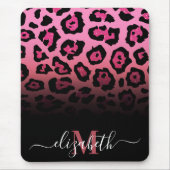 Rosa Glitzer Leopard Print Mousepad (Vorne)
