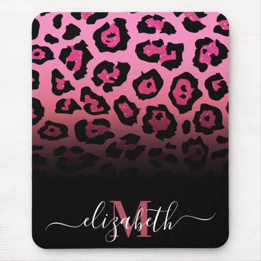 Rosa Glitzer Leopard Print Mousepad (Vorne)