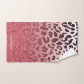 Rosa Glitzer Leopard Skin Badhandtuch Set (Handtuch)