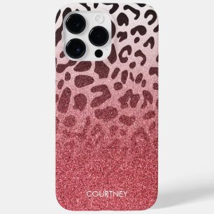 Rosa Glitzer Leopard Skin Case-Mate iPhone 14 Pro Max Hülle