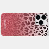 Rosa Glitzer Leopard Skin Case-Mate iPhone Hülle (Rückseite (Horizontal))