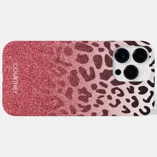 Rosa Glitzer Leopard Skin Case-Mate iPhone Hülle (Rückseite (Horizontal))