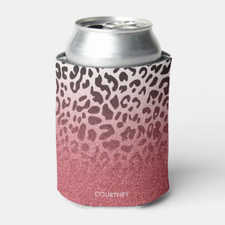 Rosa Glitzer Leopard Skin Dosenkühler