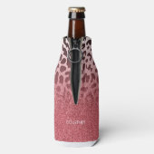 Rosa Glitzer Leopard Skin Flaschenkühler (Flasche Rückseite)