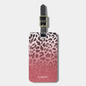 Rosa Glitzer Leopard Skin Gepäckanhänger (Vorderseite vertikal)