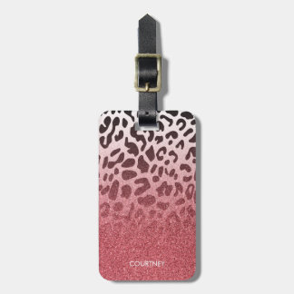 Rosa Glitzer Leopard Skin Gepäckanhänger