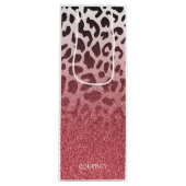 Rosa Glitzer Leopard Skin Geschenktüte Für Weinflaschen (Vorderseite)
