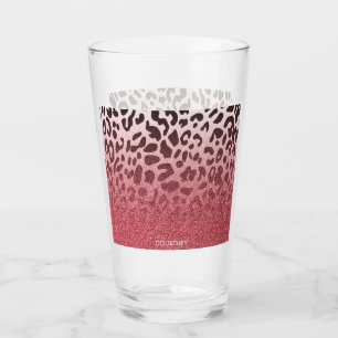 Rosa Glitzer Leopard Skin Glas