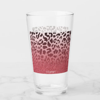 Rosa Glitzer Leopard Skin Glas