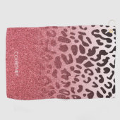 Rosa Glitzer Leopard Skin Golfhandtuch (Horizontal)