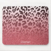 Rosa Glitzer Leopard Skin Mousepad (Vorne)