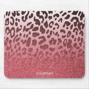 Rosa Glitzer Leopard Skin Mousepad