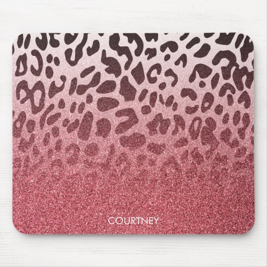 Rosa Glitzer Leopard Skin Mousepad (Vorne)