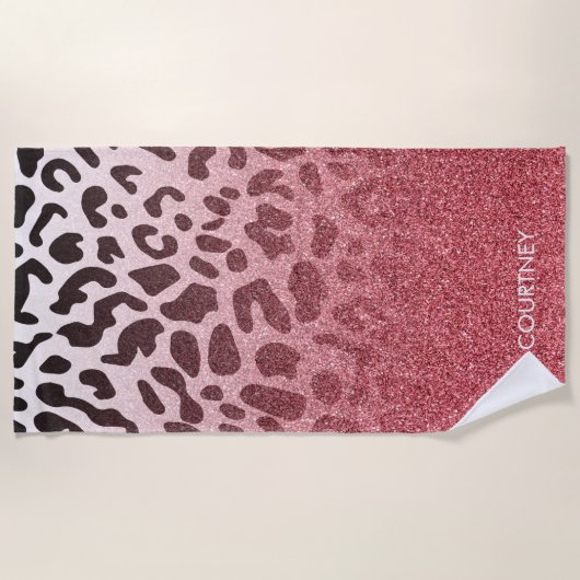 Rosa Glitzer Leopard Skin Strandtuch (Vorderseite)