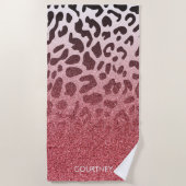 Rosa Glitzer Leopard Skin Strandtuch (Vorderseite)