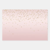 Rosa Glitzer Liebe Gold Confetti Herz Geschenkpapier Set (Vorderseite 3)
