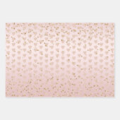 Rosa Glitzer Liebe Gold Confetti Herz Geschenkpapier Set (Vorderseite 2)